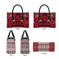 Aotearoa Iwi Ngati Kahungunu Leather Bag Maori Wharenui House Tribal Pattern