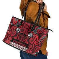 Aotearoa Iwi Ngati Kahungunu Leather Tote Bag Maori Wharenui House Tribal Pattern