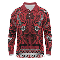 Aotearoa Iwi Ngati Kahungunu Long Sleeve Polo Shirt Maori Wharenui House Tribal Pattern
