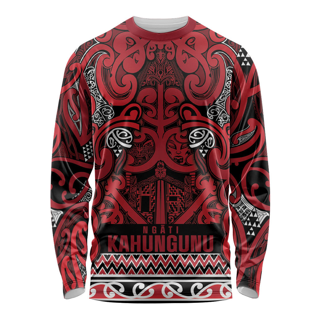 Aotearoa Iwi Ngati Kahungunu Long Sleeve Shirt Maori Wharenui House Tribal Pattern