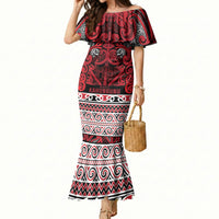 Aotearoa Iwi Ngati Kahungunu Mermaid Dress Maori Wharenui House Tribal Pattern