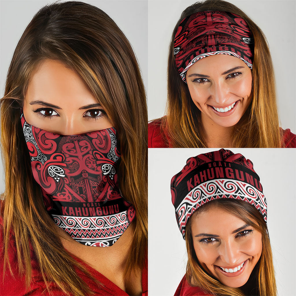 Aotearoa Iwi Ngati Kahungunu Neck Gaiter Maori Wharenui House Tribal Pattern