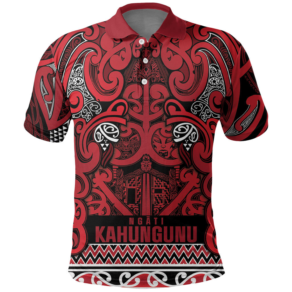 Aotearoa Iwi Ngati Kahungunu Polo Shirt Maori Wharenui House Tribal Pattern LT9 Dark red - Polynesian Pride