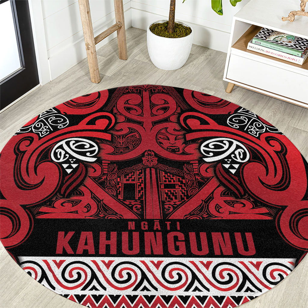 Aotearoa Iwi Ngati Kahungunu Round Carpet Maori Wharenui House Tribal Pattern