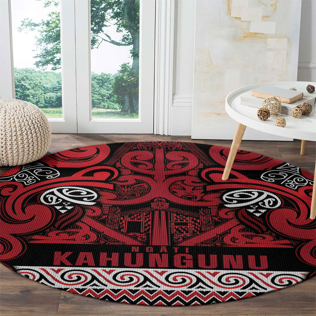 Aotearoa Iwi Ngati Kahungunu Round Carpet Maori Wharenui House Tribal Pattern