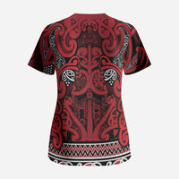 Aotearoa Iwi Ngati Kahungunu Scrub Top Maori Wharenui House Tribal Pattern