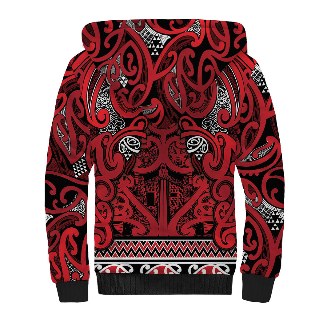 Aotearoa Iwi Ngati Kahungunu Sherpa Hoodie Maori Wharenui House Tribal Pattern