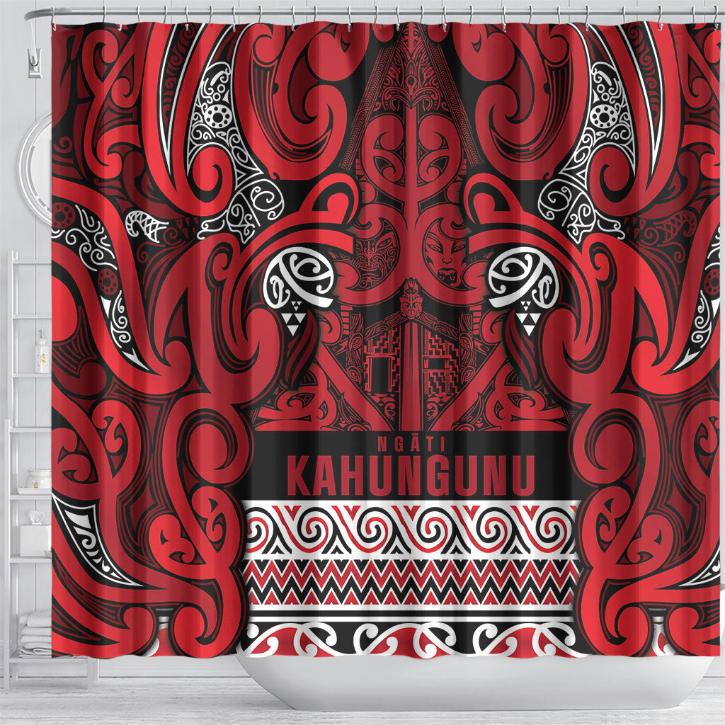 Aotearoa Iwi Ngati Kahungunu Shower Curtain Maori Wharenui House Tribal Pattern