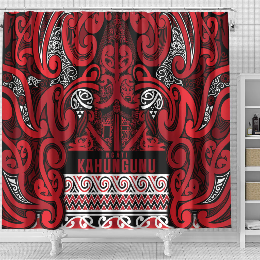 Aotearoa Iwi Ngati Kahungunu Shower Curtain Maori Wharenui House Tribal Pattern