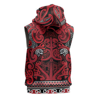 Aotearoa Iwi Ngati Kahungunu Sleeveless Zip Hoodie Maori Wharenui House Tribal Pattern