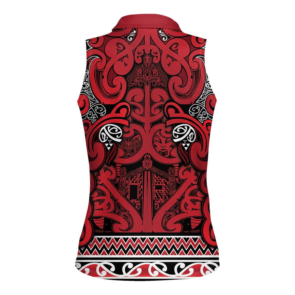 Aotearoa Iwi Ngati Kahungunu Women Sleeveless Polo Shirt Maori Wharenui House Tribal Pattern