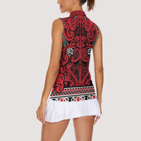 Aotearoa Iwi Ngati Kahungunu Women Sleeveless Polo Shirt Maori Wharenui House Tribal Pattern