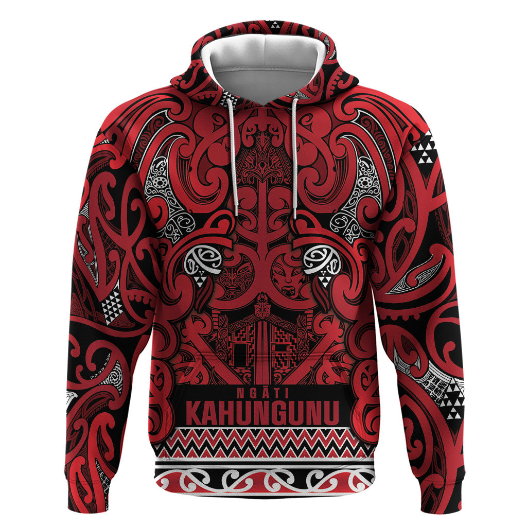 Aotearoa Iwi Ngati Kahungunu Zip Hoodie Maori Wharenui House Tribal Pattern
