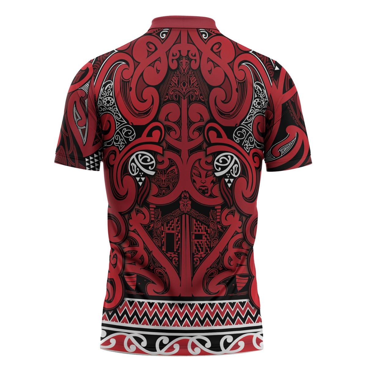 Aotearoa Iwi Ngati Kahungunu Zipper Polo Shirt Maori Wharenui House Tribal Pattern