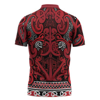Aotearoa Iwi Ngati Kahungunu Zipper Polo Shirt Maori Wharenui House Tribal Pattern