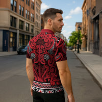 Aotearoa Iwi Ngati Kahungunu Zipper Polo Shirt Maori Wharenui House Tribal Pattern