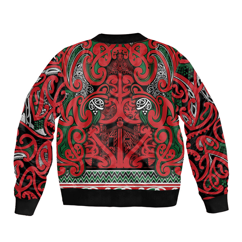 Aotearoa Iwi Tuhoe Bomber Jacket Maori Wharenui House Tribal Pattern