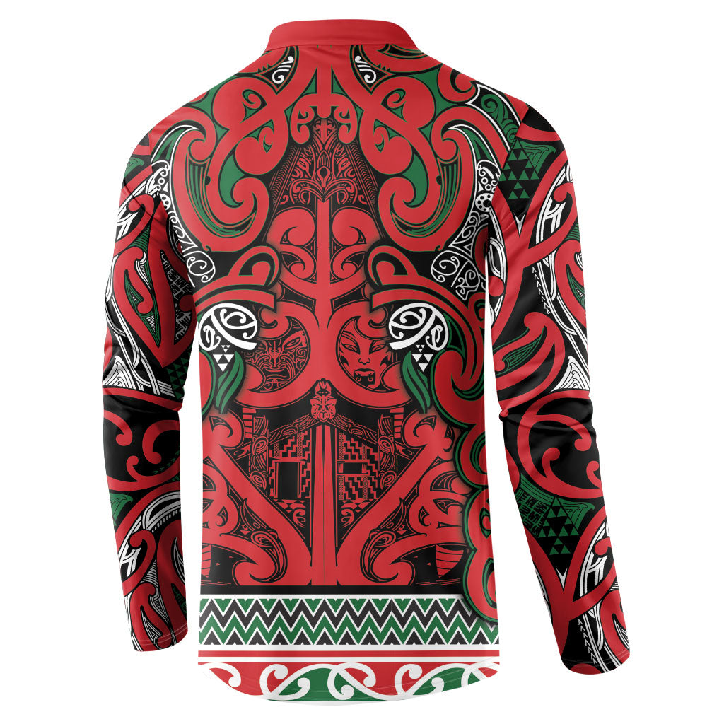 Aotearoa Iwi Tuhoe Button Sweatshirt Maori Wharenui House Tribal Pattern