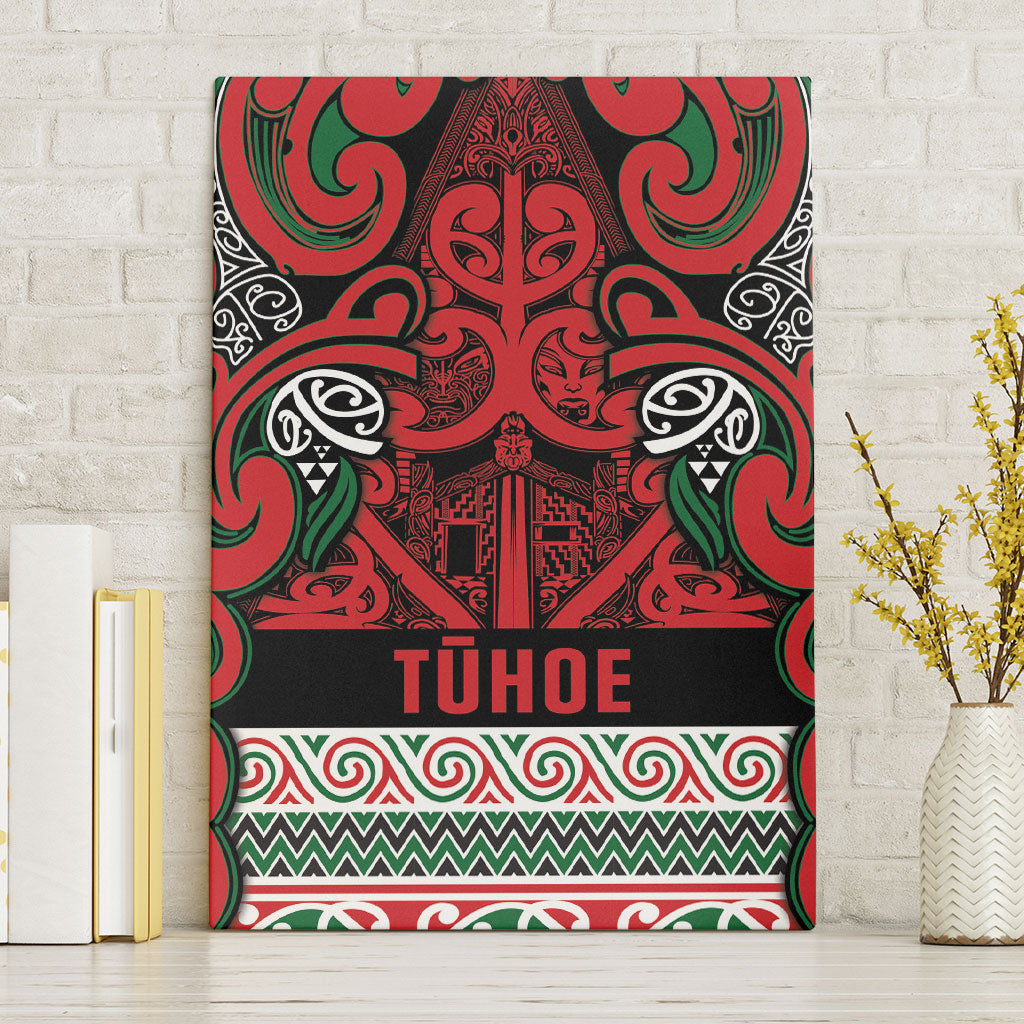 Aotearoa Iwi Tuhoe Canvas Wall Art Maori Wharenui House Tribal Pattern LT9 Without Frame Green Red - Polynesian Pride