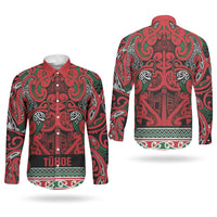 Aotearoa Iwi Tuhoe Couples Matching Summer Maxi Dress and Long Sleeve Button Shirt Maori Wharenui House Tribal Pattern