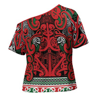 Aotearoa Iwi Tuhoe Cross Shoulder Shirt Maori Wharenui House Tribal Pattern