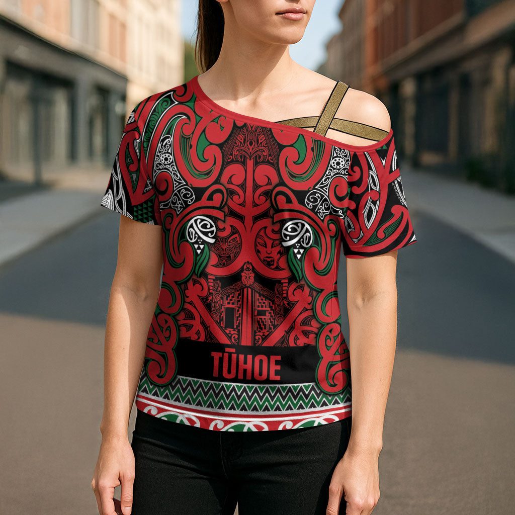 Aotearoa Iwi Tuhoe Cross Shoulder Shirt Maori Wharenui House Tribal Pattern