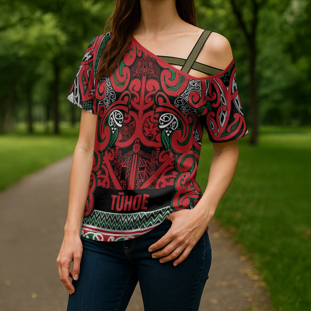 Aotearoa Iwi Tuhoe Cross Shoulder Shirt Maori Wharenui House Tribal Pattern