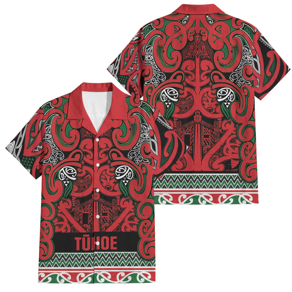 Aotearoa Iwi Tuhoe Family Matching Long Sleeve Bodycon Dress and Hawaiian Shirt Maori Wharenui House Tribal Pattern
