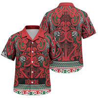 Aotearoa Iwi Tuhoe Family Matching Off The Shoulder Long Sleeve Dress and Hawaiian Shirt Maori Wharenui House Tribal Pattern