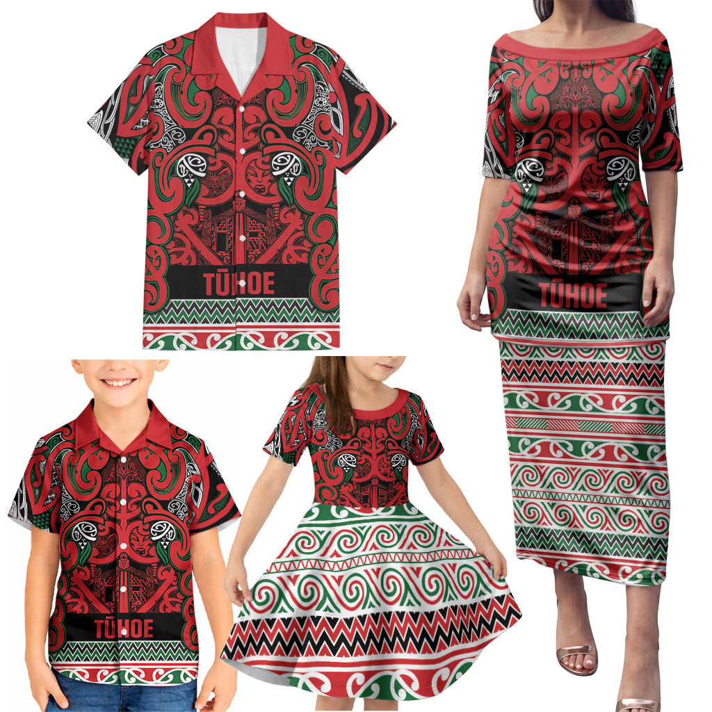 Aotearoa Iwi Tuhoe Family Matching Puletasi and Hawaiian Shirt Maori Wharenui House Tribal Pattern LT9 - Polynesian Pride
