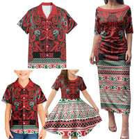 Aotearoa Iwi Tuhoe Family Matching Puletasi and Hawaiian Shirt Maori Wharenui House Tribal Pattern