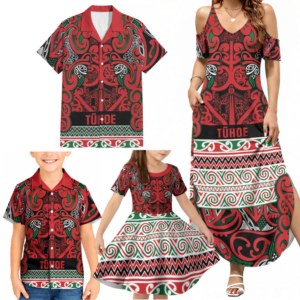 Aotearoa Iwi Tuhoe Family Matching Summer Maxi Dress and Hawaiian Shirt Maori Wharenui House Tribal Pattern LT9 - Polynesian Pride