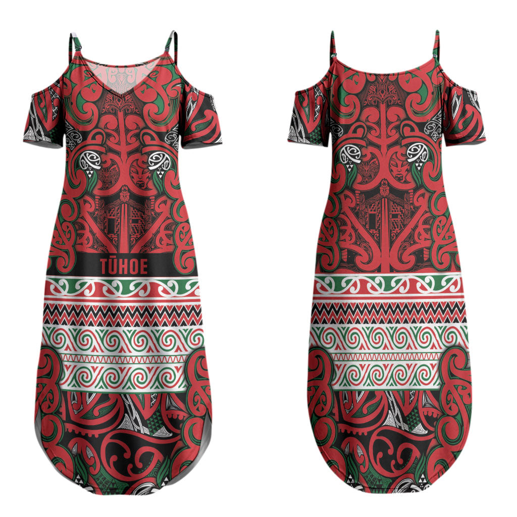 Aotearoa Iwi Tuhoe Family Matching Summer Maxi Dress and Hawaiian Shirt Maori Wharenui House Tribal Pattern