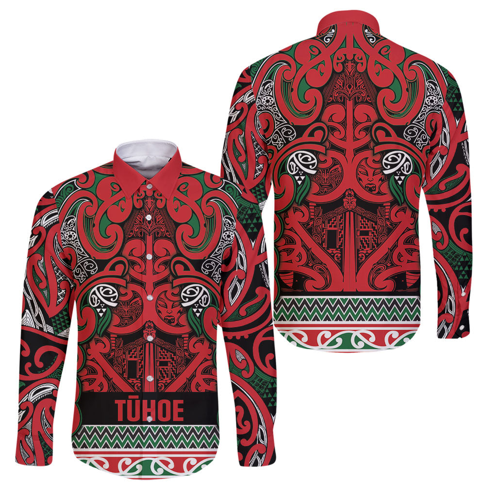 Aotearoa Iwi Tuhoe Family Matching Tank Maxi Dress and Hawaiian Shirt Maori Wharenui House Tribal Pattern