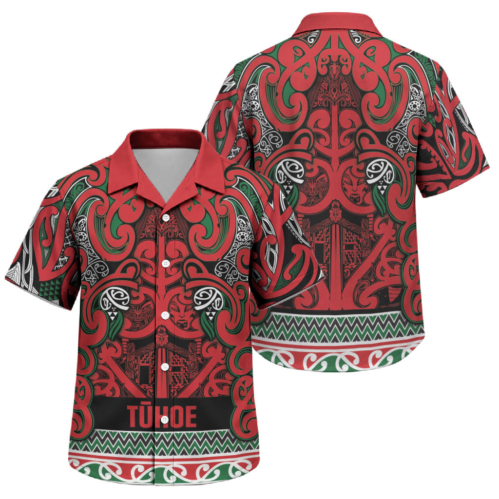 Aotearoa Iwi Tuhoe Family Matching Tank Maxi Dress and Hawaiian Shirt Maori Wharenui House Tribal Pattern