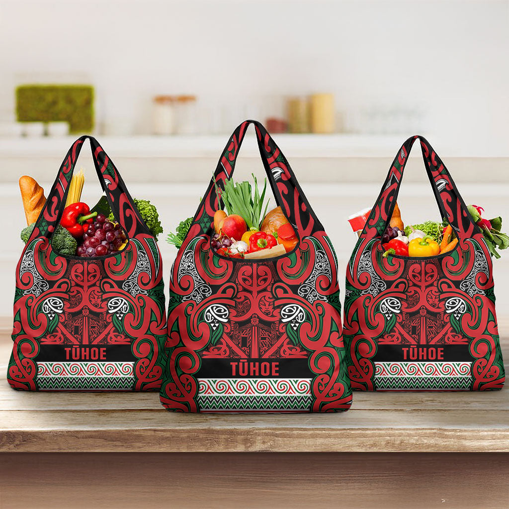 Aotearoa Iwi Tuhoe Grocery Bag Maori Wharenui House Tribal Pattern