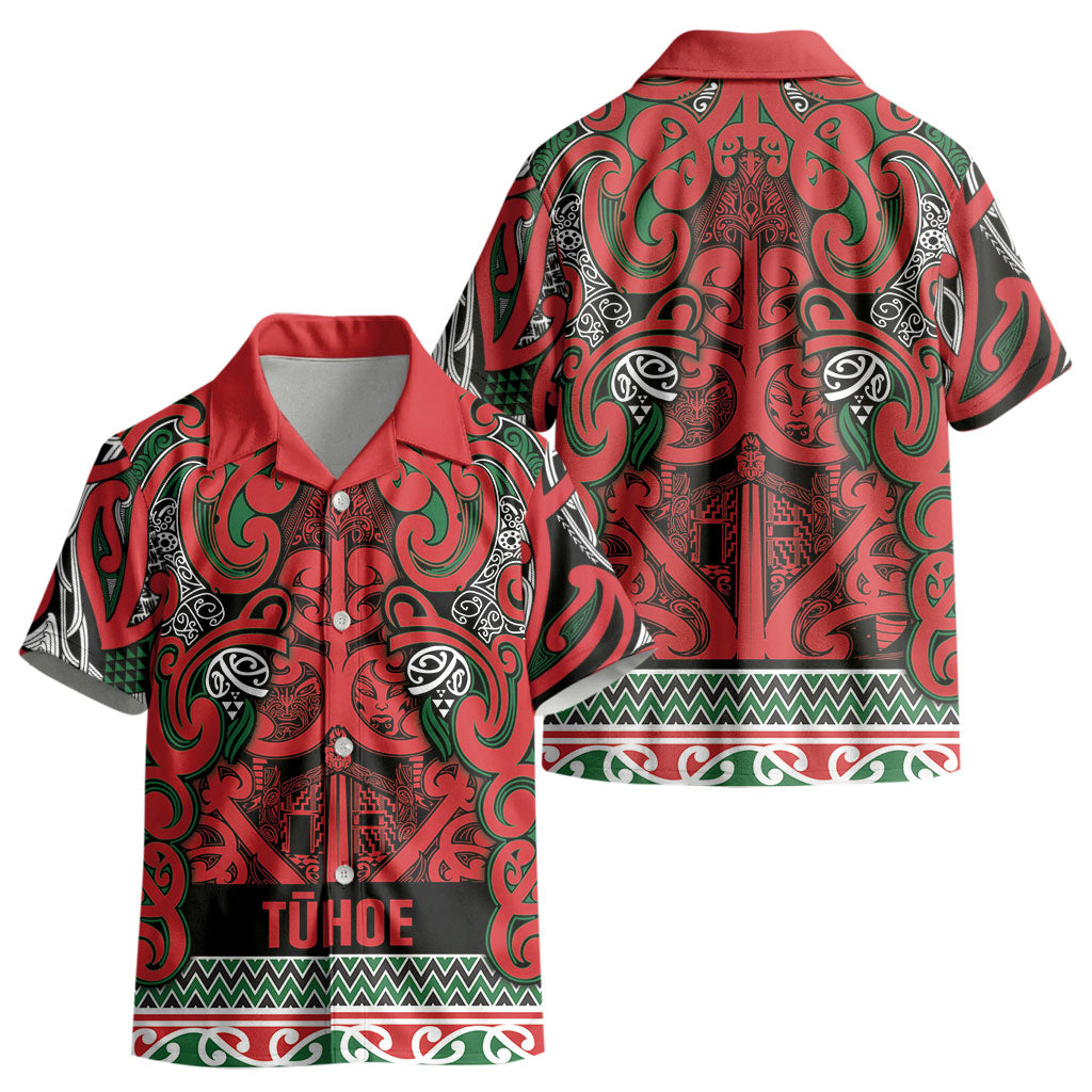 Aotearoa Iwi Tuhoe Kid Hawaiian Shirt Maori Wharenui House Tribal Pattern