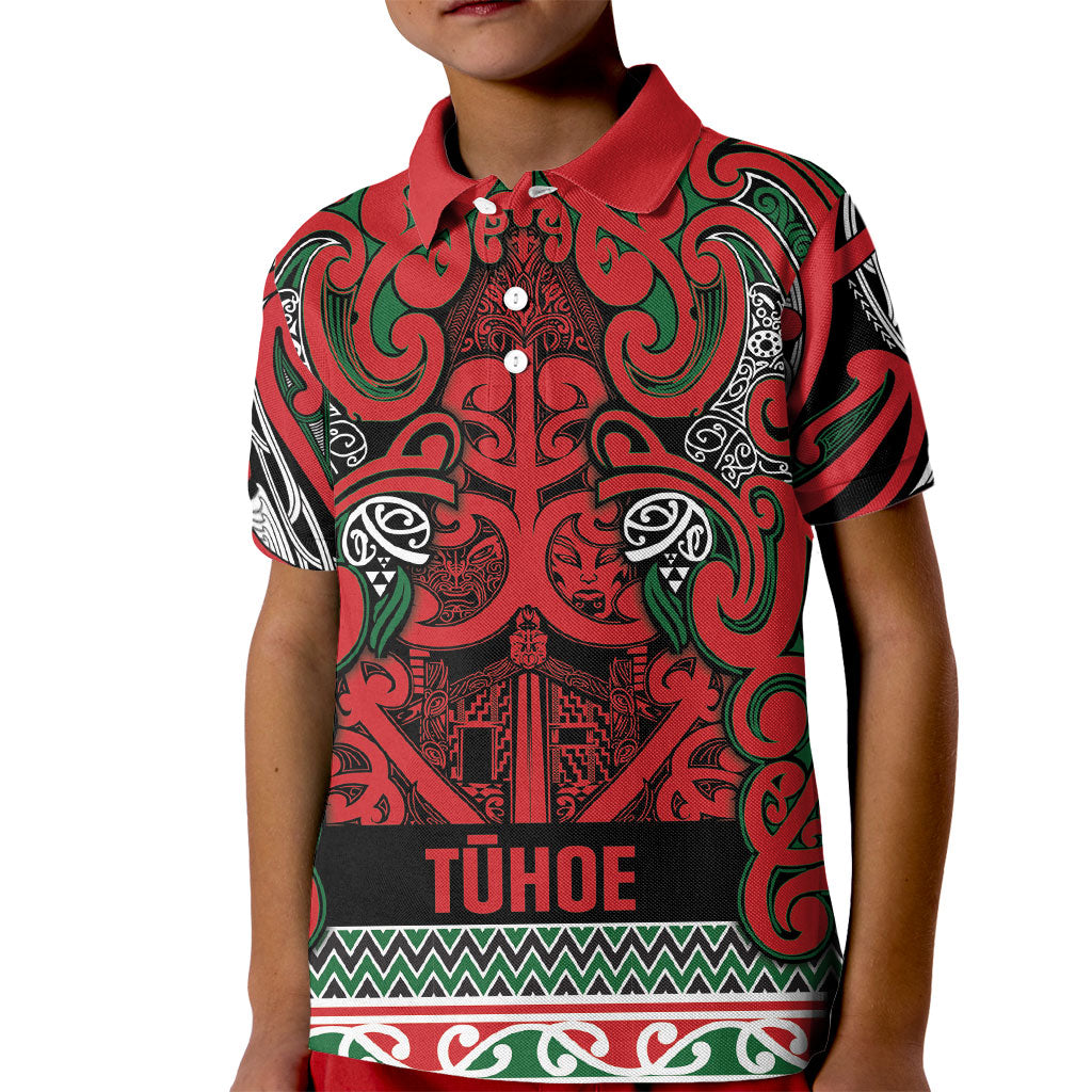 Aotearoa Iwi Tuhoe Kid Polo Shirt Maori Wharenui House Tribal Pattern