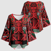Aotearoa Iwi Tuhoe Kimono Sleeve Blouse Maori Wharenui House Tribal Pattern