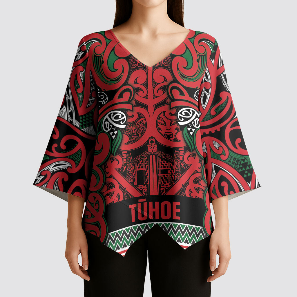 Aotearoa Iwi Tuhoe Kimono Sleeve Blouse Maori Wharenui House Tribal Pattern