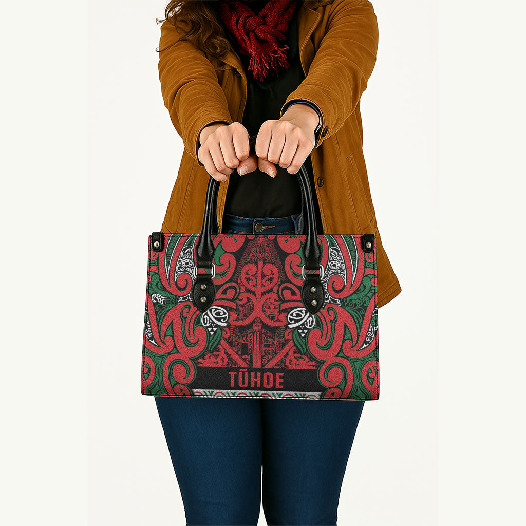 Aotearoa Iwi Tuhoe Leather Bag Maori Wharenui House Tribal Pattern
