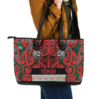 Aotearoa Iwi Tuhoe Leather Tote Bag Maori Wharenui House Tribal Pattern