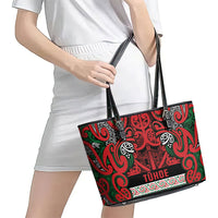 Aotearoa Iwi Tuhoe Leather Tote Bag Maori Wharenui House Tribal Pattern