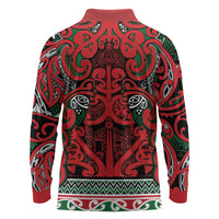 Aotearoa Iwi Tuhoe Long Sleeve Polo Shirt Maori Wharenui House Tribal Pattern