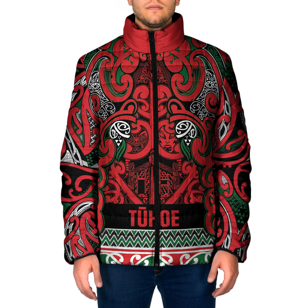 Aotearoa Iwi Tuhoe Padded Jacket Maori Wharenui House Tribal Pattern