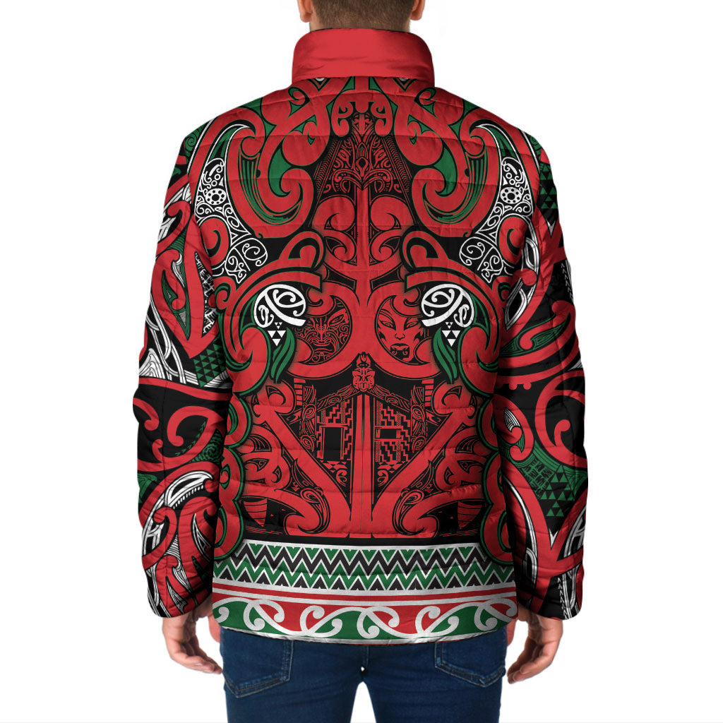 Aotearoa Iwi Tuhoe Padded Jacket Maori Wharenui House Tribal Pattern