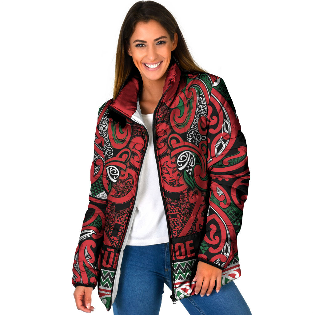 Aotearoa Iwi Tuhoe Padded Jacket Maori Wharenui House Tribal Pattern