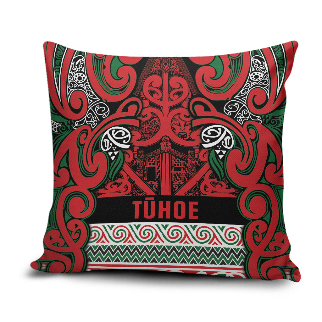 Aotearoa Iwi Tuhoe Pillow Cover Maori Wharenui House Tribal Pattern LT9 Green Red - Polynesian Pride