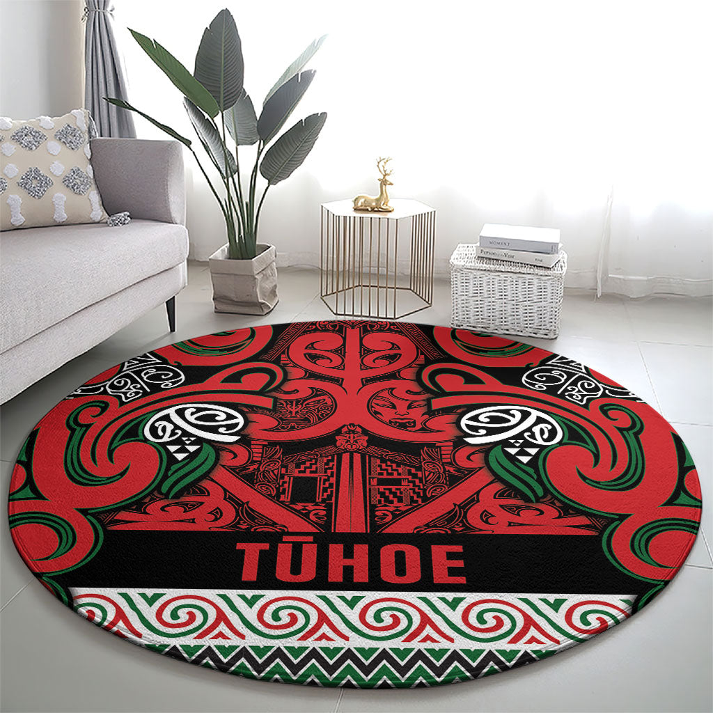 Aotearoa Iwi Tuhoe Round Carpet Maori Wharenui House Tribal Pattern