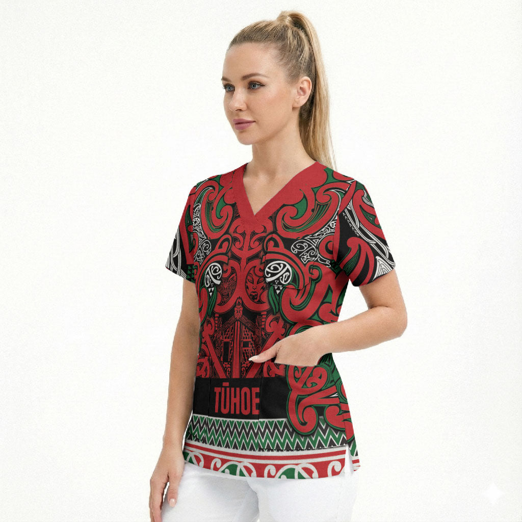 Aotearoa Iwi Tuhoe Scrub Top Maori Wharenui House Tribal Pattern